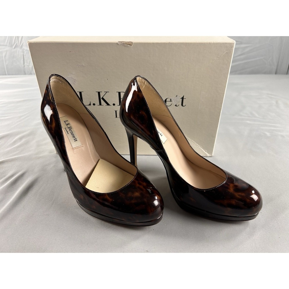 L.K. Bennett Sledge Tortoise Shell Patent Leather Pumps Womens EU 36.5 US‎ 6.5
